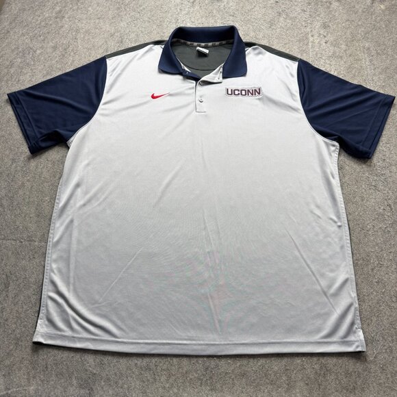UConn Huskies Nike Polo Shirt Men 3XL White Blue Gray Colorblock Performance - Picture 2 of 13